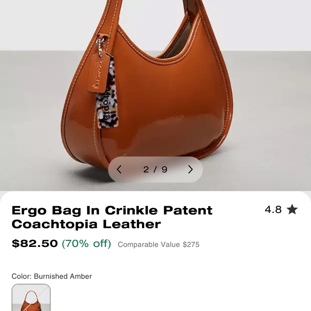 Coach Ergo Bag in Burnished Amber Patent Leather